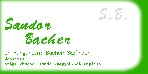 sandor bacher business card